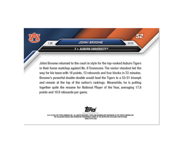 Johni Broome 24/25 Bowman U NOW® - Image 2